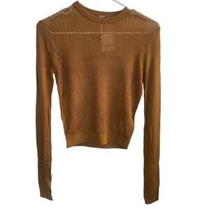 Free People Sweater Women's Brown H20 Crewneck Pullover Tiger Eye Sz XS NWT